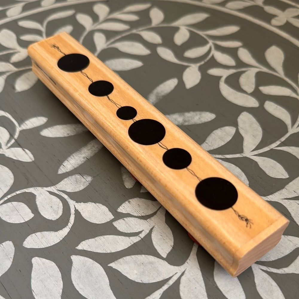 Wooden Stamp with Black Circle Design
